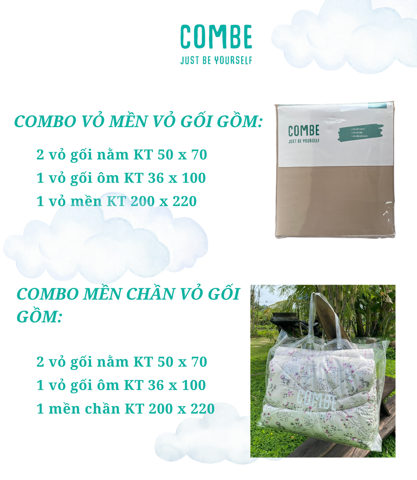 Combo mền chần vỏ gối Tencel 60s