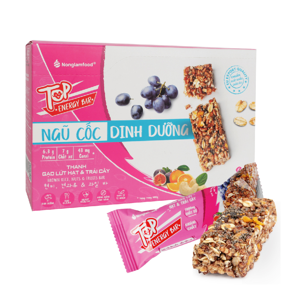 Thanh Gạo Lứt hạt và Trái Cây NLF – Hộp 136g
