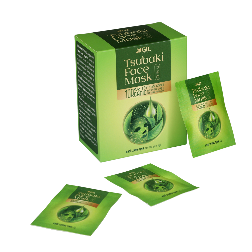 Bột trà xanh đắp mặt GIL Tsubaki Face Mask