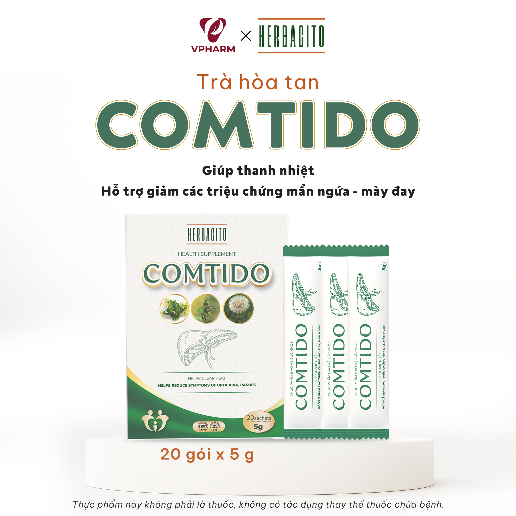 Trà hòa tan Comtido thanh nhiệt, giảm mẫn ngứa, mày đay 100g