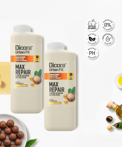 Dầu xả Dicora Urban Fit – Dành cho tóc hư tổn, chiết xuất tinh dầu mắc ca (400ml)