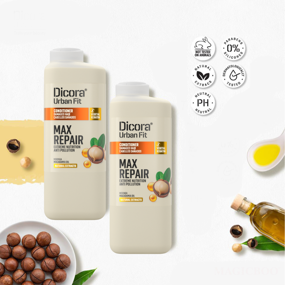 Dầu xả Dicora Urban Fit – Dành cho tóc hư tổn, chiết xuất tinh dầu mắc ca (400ml)