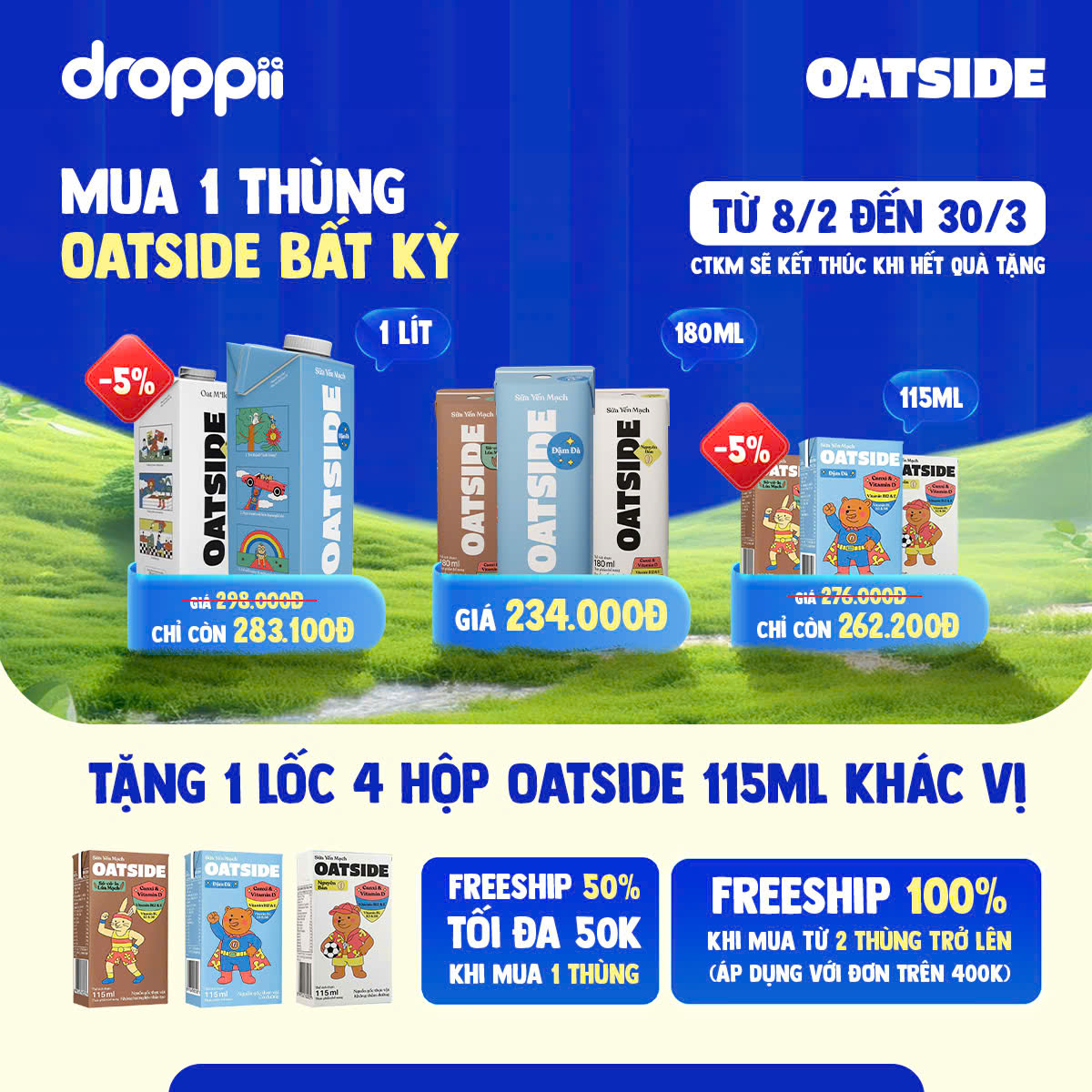 Sữa yến mạch OATSIDE vị Đậm Đà Deluxe Thùng 40 Hộp 115ml