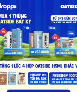 Sữa yến mạch OATSIDE vị Sô-cô-la lúa mạch Thùng 40 Hộp 115ml