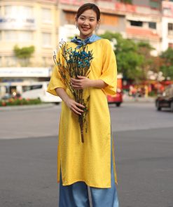 Set Áo dài có cổ Gấm hoa Mộc Nhiên