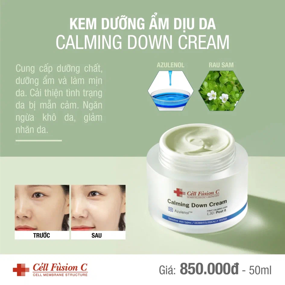 Kem dưỡng cấp ẩm & giảm ửng đỏ, dịu da Cell Fusion C Calming Down Cream 50ml