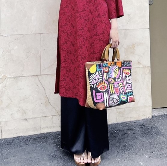 Set Áo dài có cổ Gấm hoa Mộc Nhiên