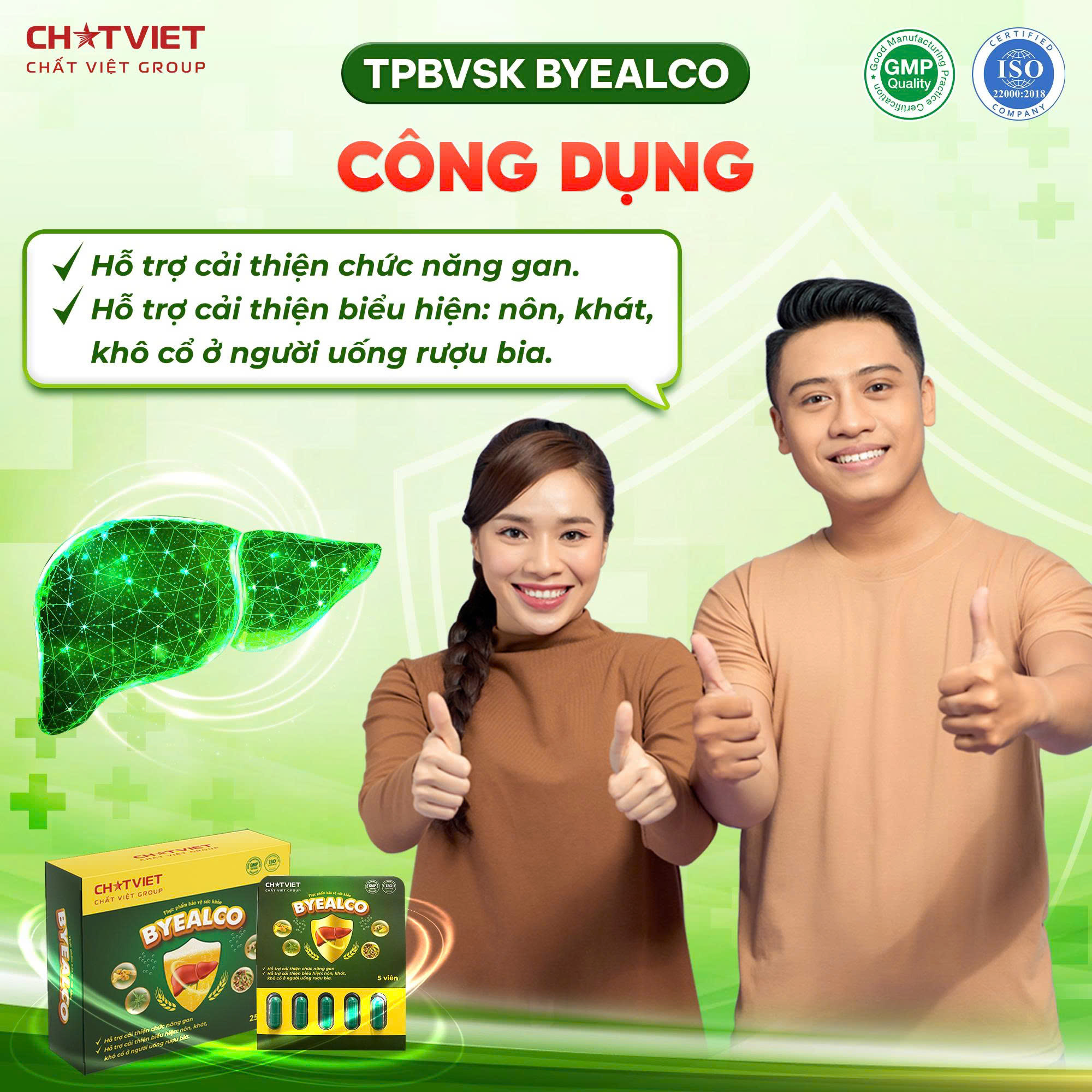 TPBVSK BYEALCO – Viên uống giải rượu, hỗ trợ cải thiện chức năng gan (Hộp 25 viên)