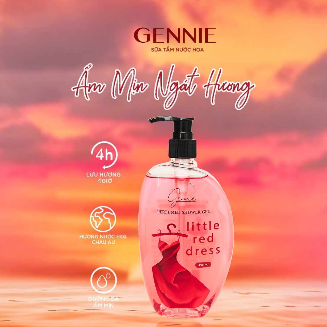 Sữa Tắm Nước Hoa Nữ Dưỡng Da GENNIE LITTLE RED DRESS 450ml