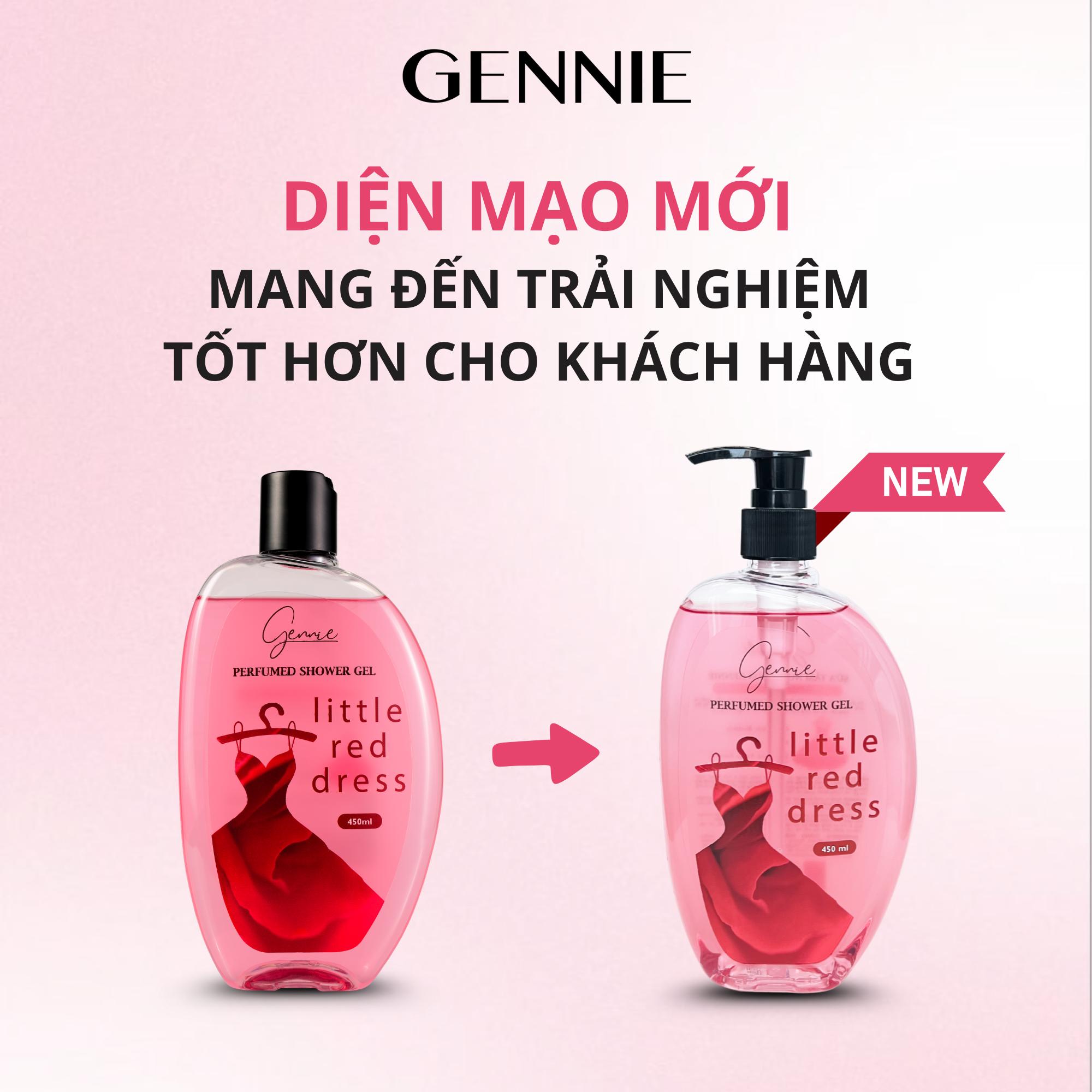 Sữa Tắm Nước Hoa Nữ Dưỡng Da GENNIE LITTLE RED DRESS 450ml