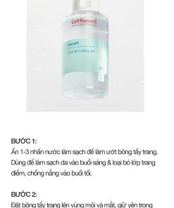 Nước Tẩy Trang Rửa Mặt Cấp Ẩm Cân Bằng độ pH Trên Da Cell Fusion C Low pH Pharrier Cleansing Water