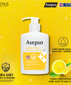 Nước rửa tay kháng khuẩn ASEPSO khử mùi không khô da Hương Chanh 250 ml