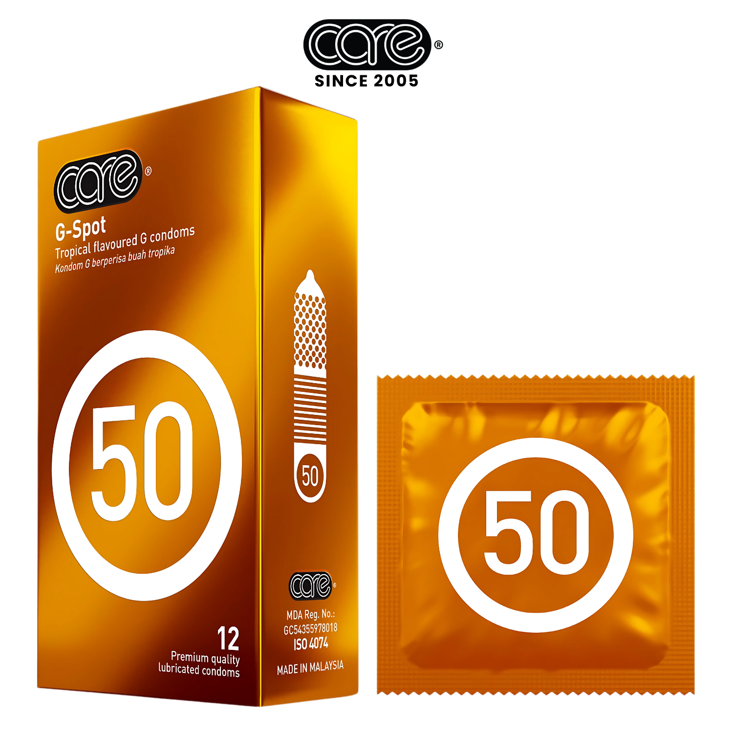 Bao cao su CARE 50 gân gai hương rừng nhiệt đới (hộp 12 bcs)