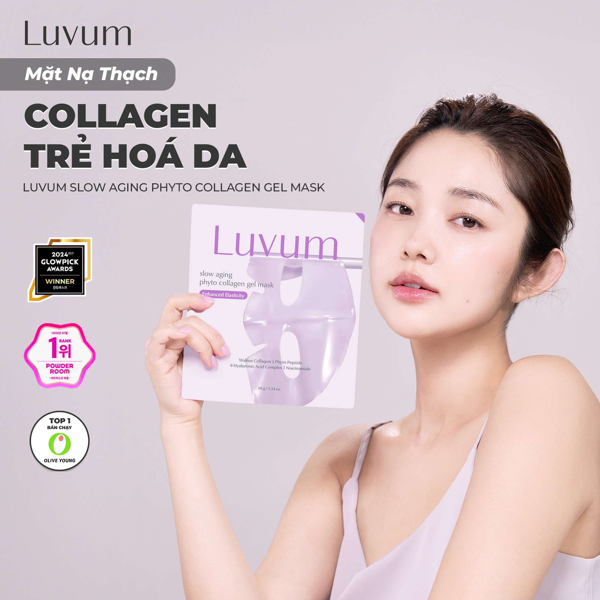 Mặt nạ thạch collagen LUVUM Slow Aging Phyto Collagen Gel Mask (miếng lẻ 38g)