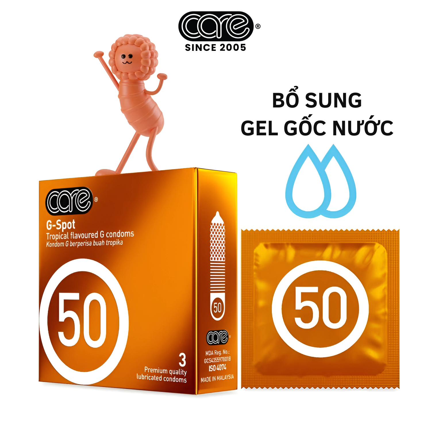 Bao cao su CARE 50 gân gai hương rừng nhiệt đới (hộp 12 bcs)