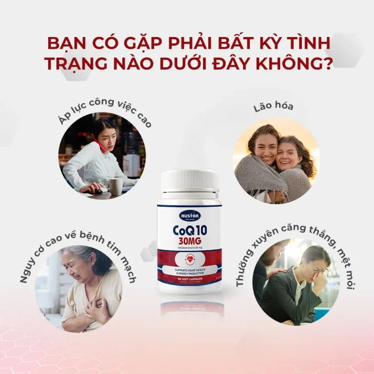 Viên uống Austar CoQ10 30mg – Hỗ Trợ Sức Khỏe Tim Mạch (Hộp 60 viên)