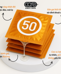 Bao cao su CARE 50 gân gai – hương rừng nhiệt đới (hộp 3 bcs)