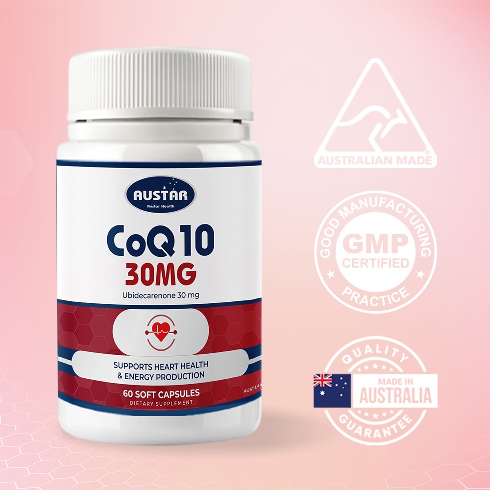 Viên uống Austar CoQ10 30mg – Hỗ Trợ Sức Khỏe Tim Mạch (Hộp 60 viên)