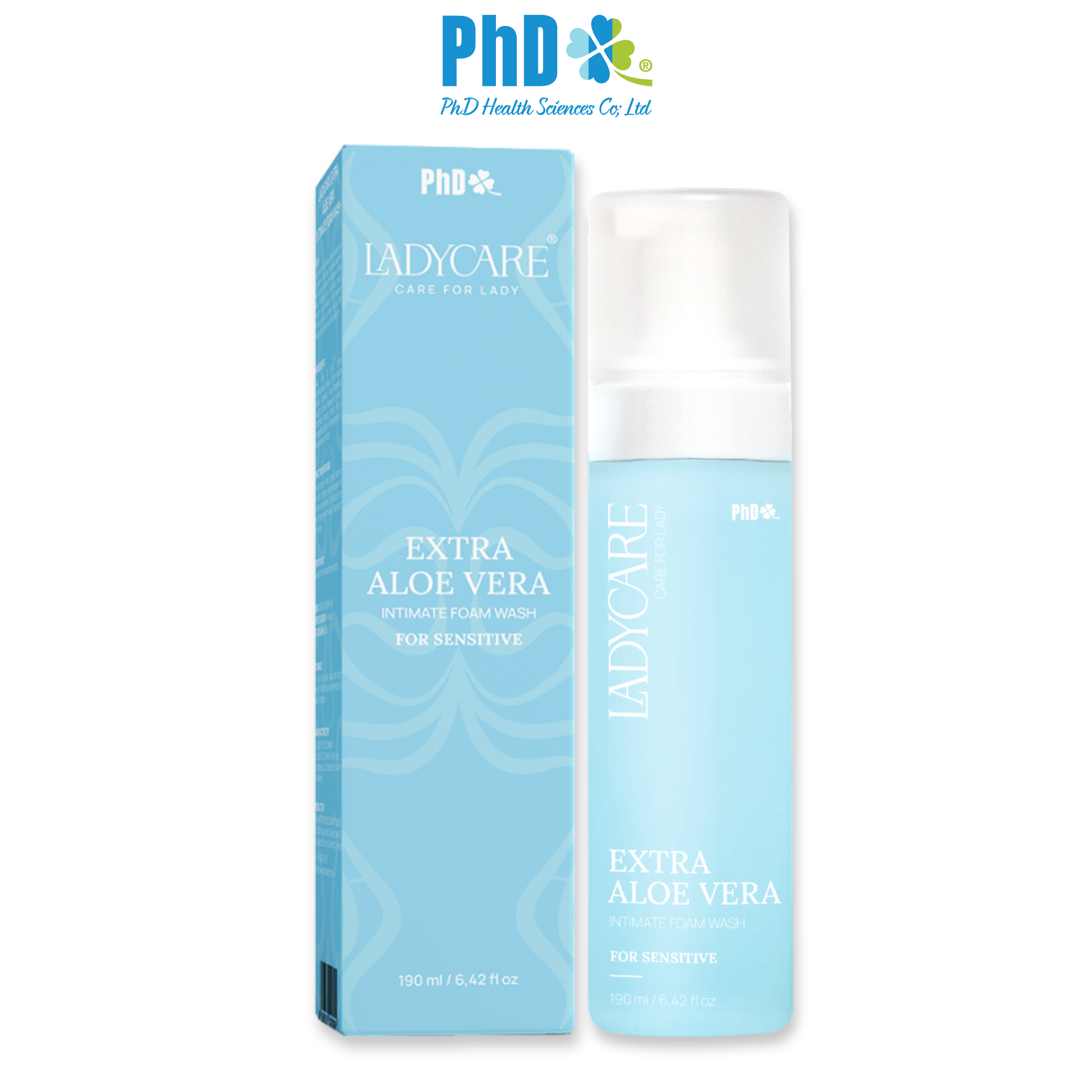 Dung dịch vệ sinh phụ khoa dạng bọt Ladycare Extra Aloe Vera 190ML cho mẹ bầu, nam, nữ tuổi dậy thì