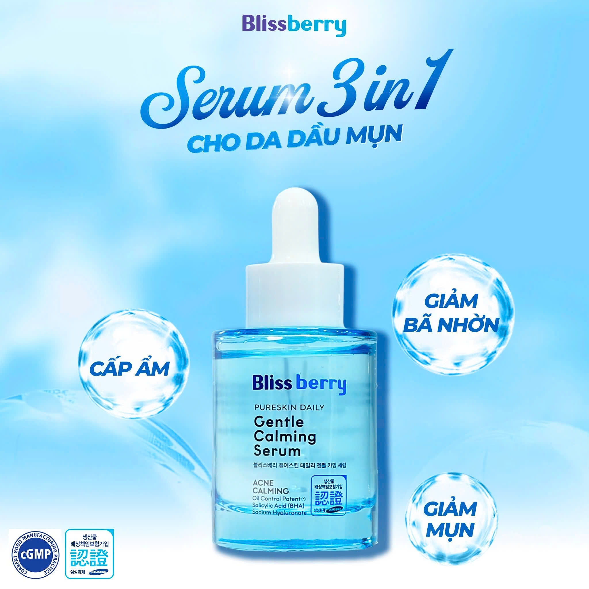 Serum BHA cấp ẩm kiềm dầu Blissberry 30ml