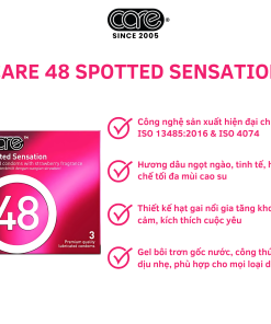 Bao cao su CARE 48 có gai – hương dâu (hộp 12 bcs)