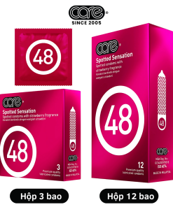 Bao cao su CARE 48 có gai – hương dâu (hộp 12 bcs)