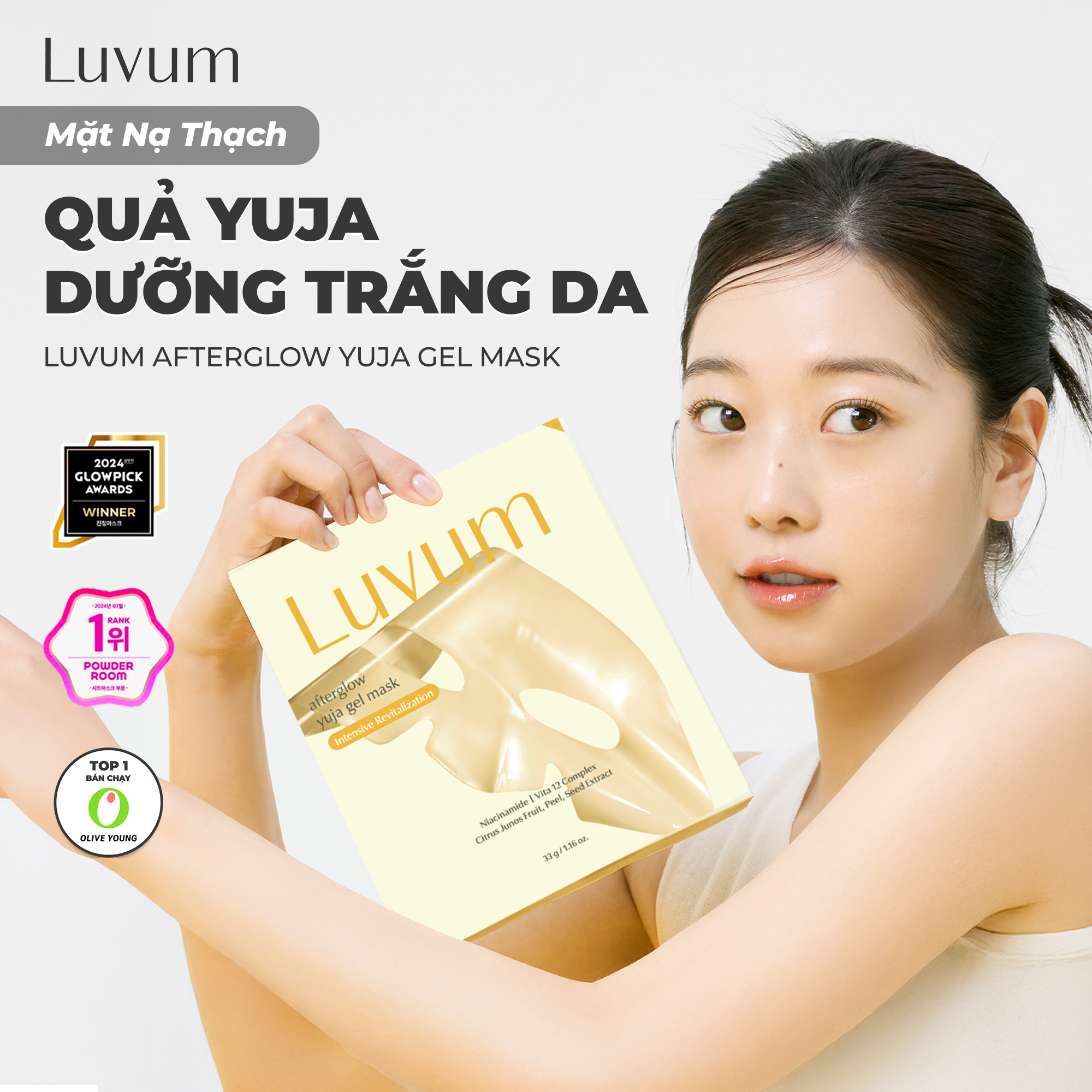 Mặt nạ thạch quả yuja LUVUM Afterglow Yuja Gel Mask giúp dưỡng trắng da (miếng lẻ 33g)
