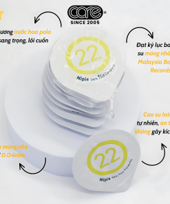 Bao cao su CARE 22 cao su tự nhiên siêu mỏng – hương nước hoa (hộp 3 bcs)
