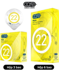 Bao cao su CARE 22 cao su tự nhiên siêu mỏng – hương nước hoa (hộp 3 bcs)