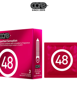 Bao cao su CARE 48 có gai – hương dâu (hộp 3 bcs)