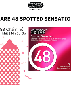Bao cao su CARE 48 có gai – hương dâu (hộp 3 bcs)