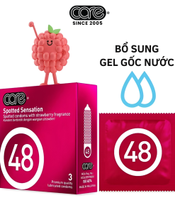 Bao cao su CARE 48 có gai – hương dâu (hộp 3 bcs)