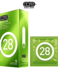 Bao cao su CARE 28 trơn mỏng truyền thống – hương vani (hộp 12 bcs)