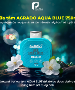 Sữa tắm Agrado Aqua Blue (Chai 750ml) – Hương thơm của hoa jazmin và táo trên nền hổ phách và tuyết tùng