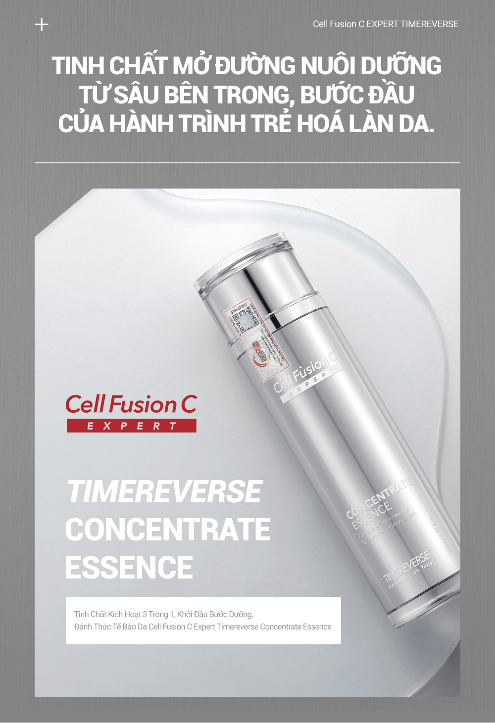 Tinh chất săn chắc da, hỗ trợ ngăn ngừa lão hóa 3in1 130ml – Cell Fusion C Expert Time Reverse Concentrate Essense