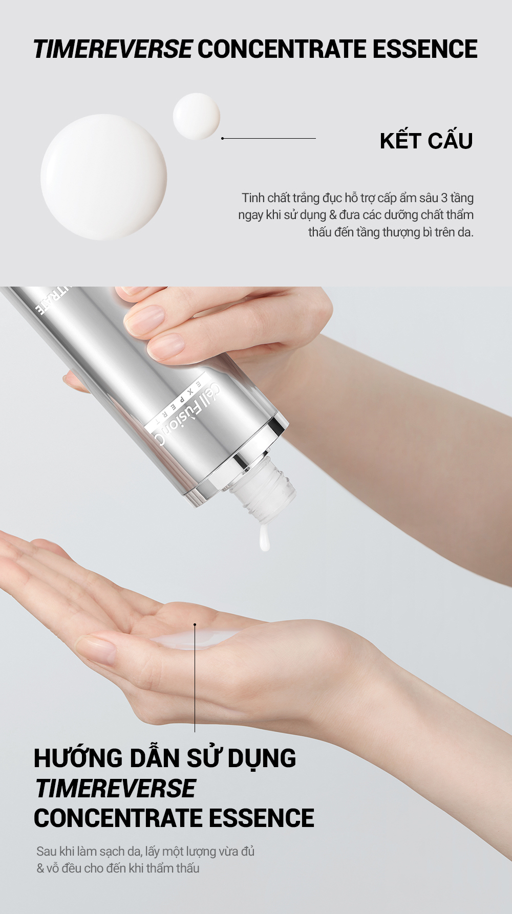 Tinh chất săn chắc da, hỗ trợ ngăn ngừa lão hóa 3in1 130ml – Cell Fusion C Expert Time Reverse Concentrate Essense