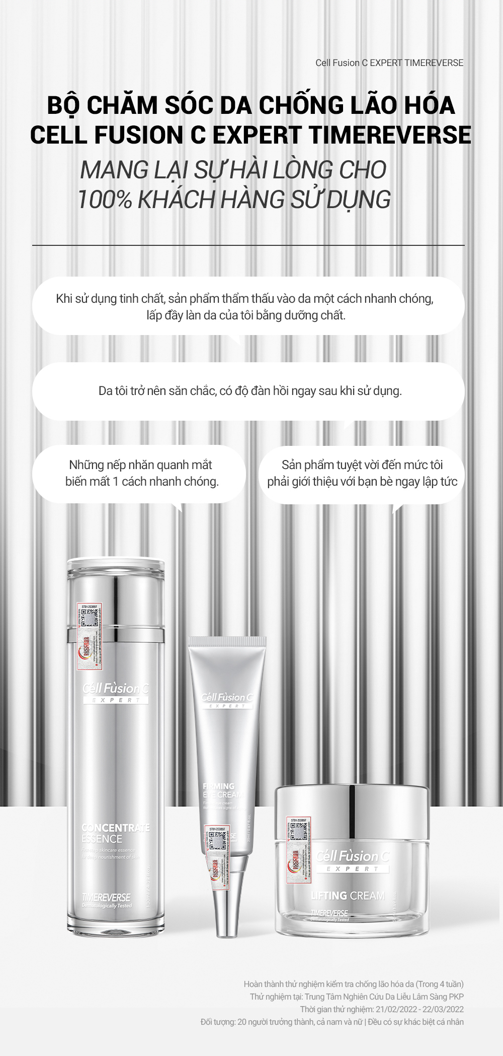 Tinh chất săn chắc da, hỗ trợ ngăn ngừa lão hóa 3in1 130ml – Cell Fusion C Expert Time Reverse Concentrate Essense