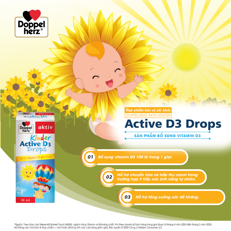 TPBVSK Doppelherz Aktiv Kinder Active D3 Drops hỗ trợ bổ sung Vitamin D3 cho trẻ