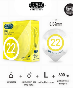 Bao cao su CARE 22 cao su tự nhiên siêu mỏng – hương nước hoa (hộp 6 bcs)