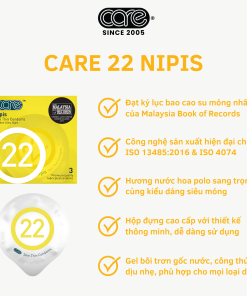 Bao cao su CARE 22 cao su tự nhiên siêu mỏng – hương nước hoa (hộp 6 bcs)