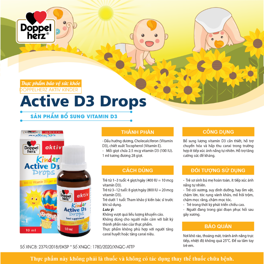 TPBVSK Doppelherz Aktiv Kinder Active D3 Drops hỗ trợ bổ sung Vitamin D3 cho trẻ
