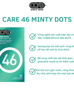 Bao cao su kéo dài thời gian CARE 46 có gai – hương bạc hà (hộp 12 bcs)