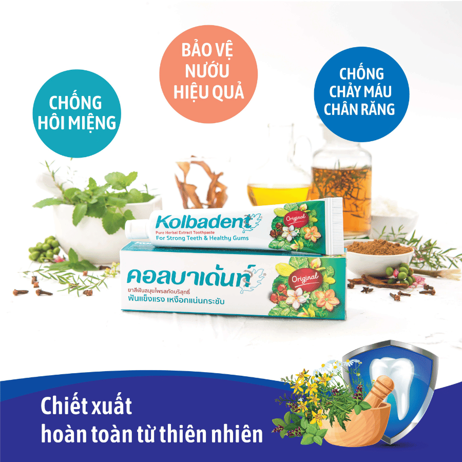 Kem đánh răng thảo dược thuần khiết Kolbadent Thái Lan 100g