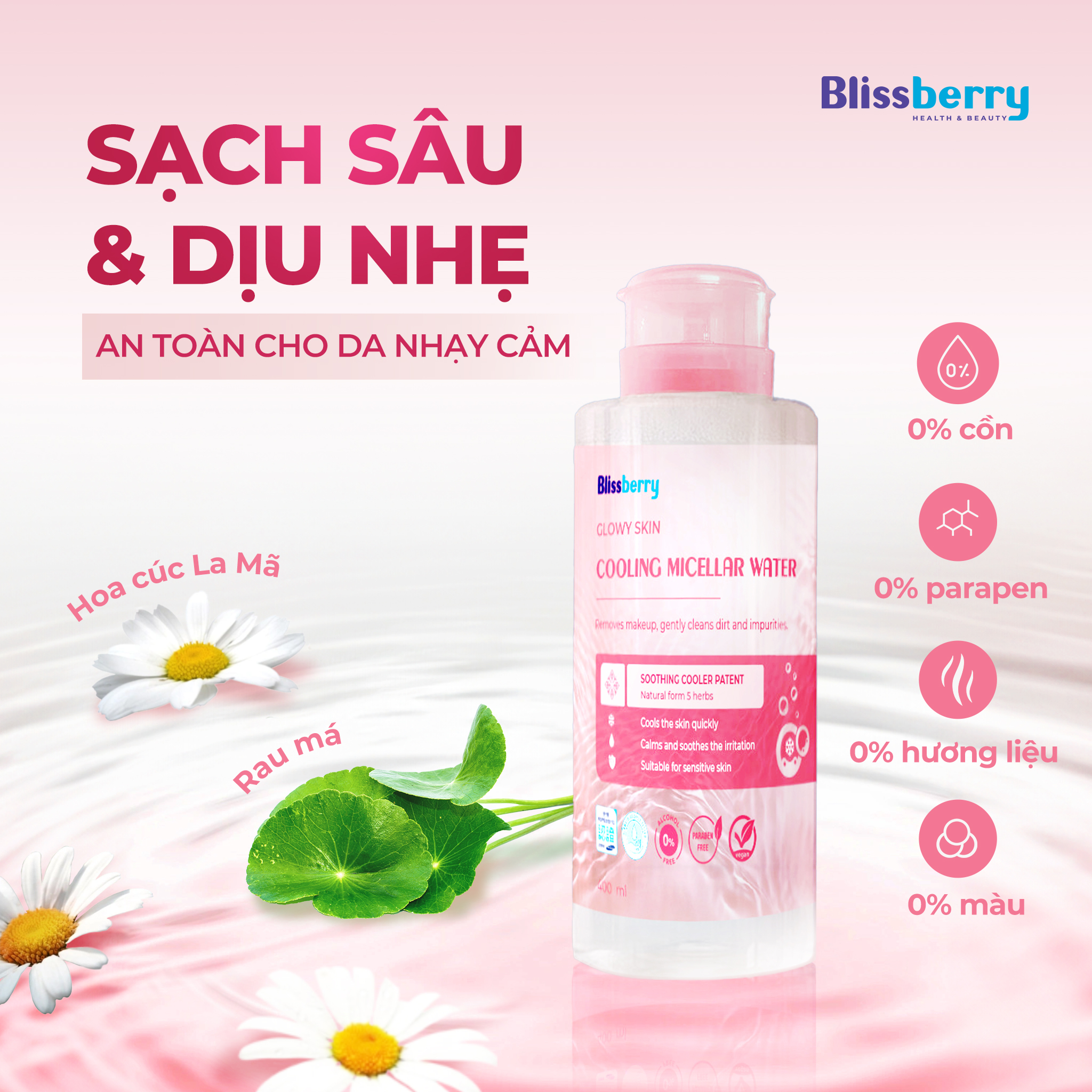 Nước tẩy trang sạch sâu & dịu nhẹ Blissberry 400ml