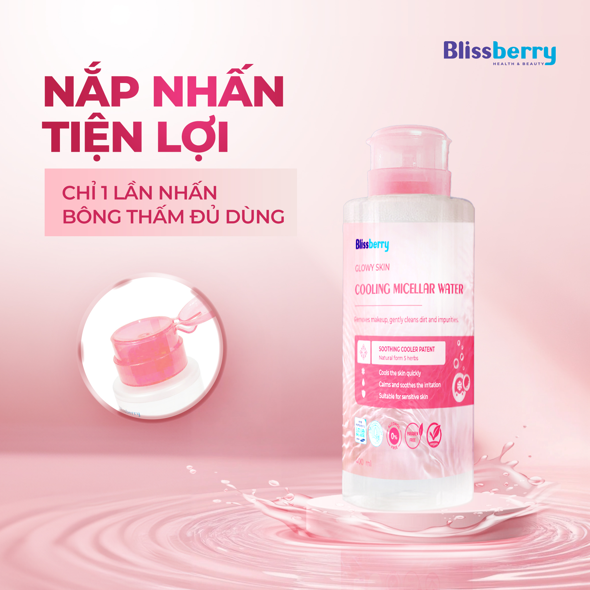 Nước tẩy trang sạch sâu & dịu nhẹ Blissberry 400ml