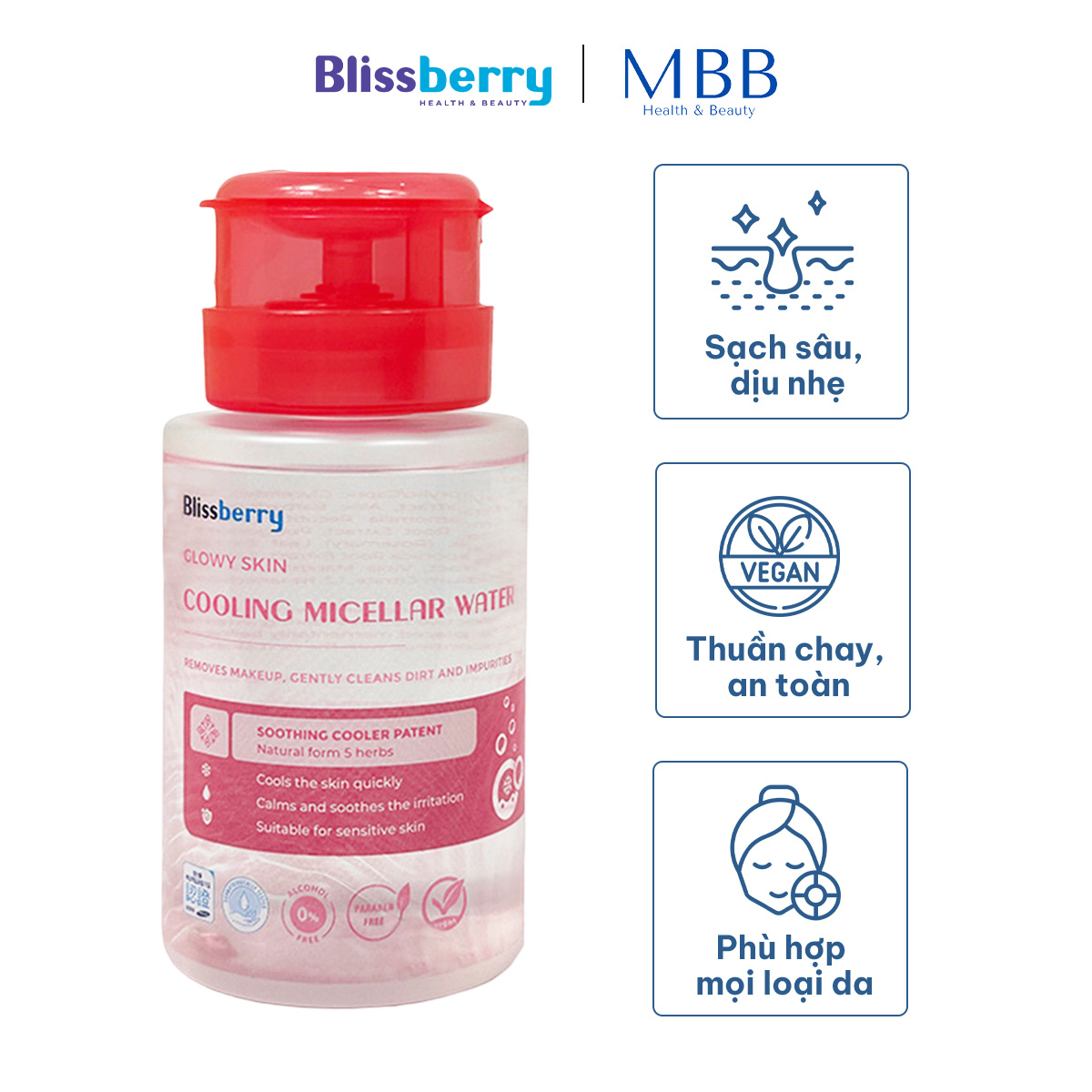 Nước tẩy trang sạch sâu & dịu nhẹ Blissberry 200ml
