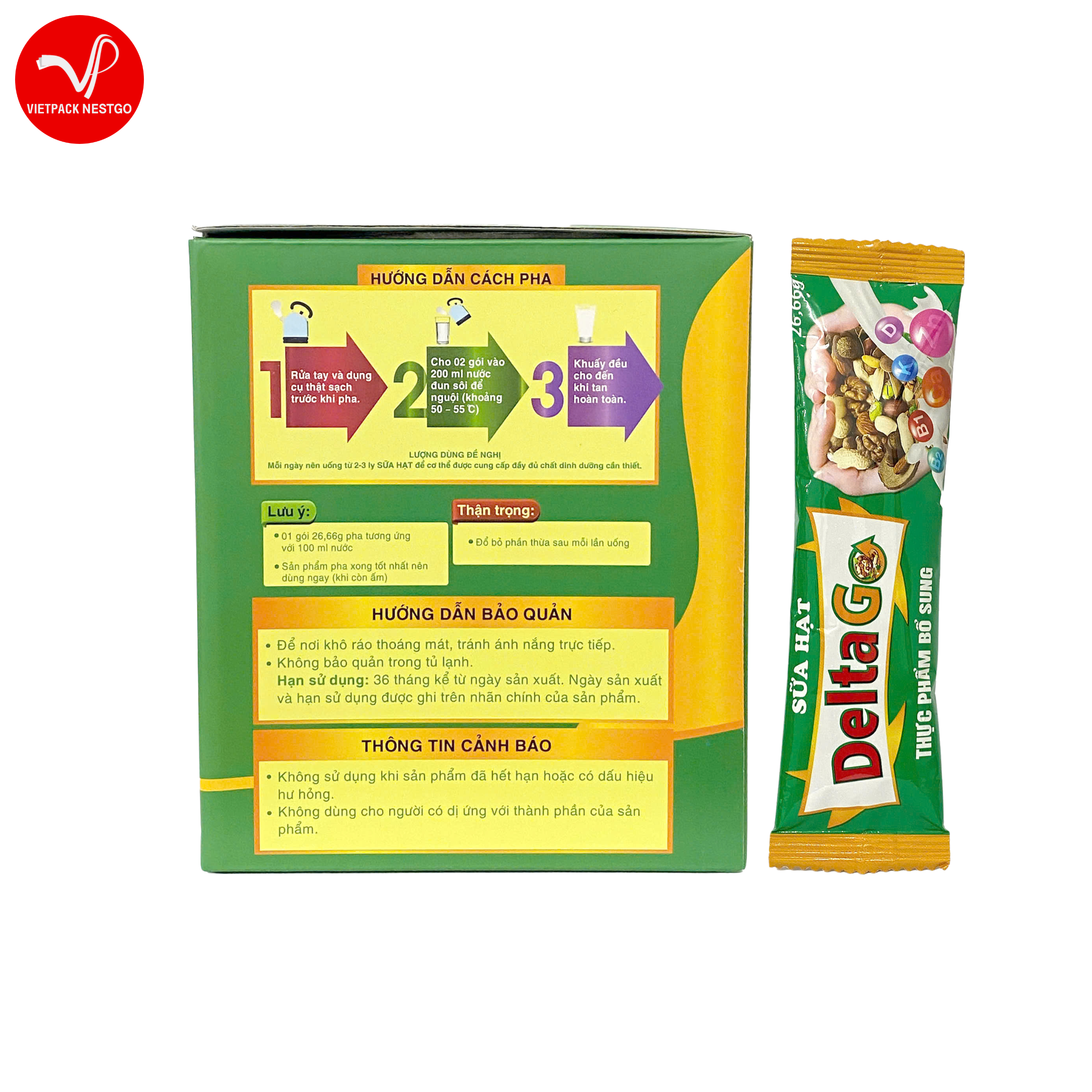 Sữa hạt Delta Go dinh dưỡng lành mạnh, hỗ trợ xương khớp, tăng cường sức khỏe (hộp 30gói)