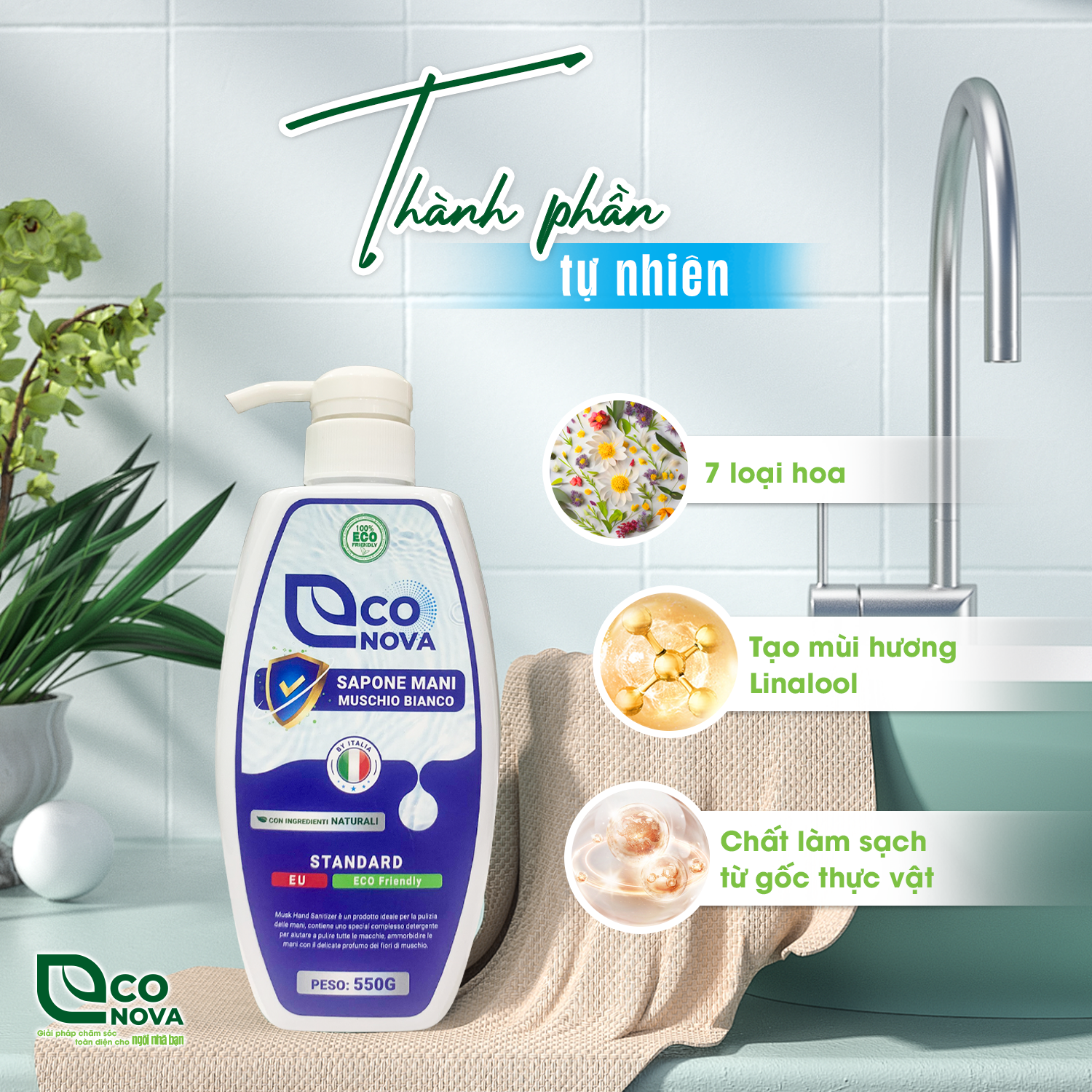 Combo 3 chai sữa rửa tay xạ hương Econova (550g x 3)