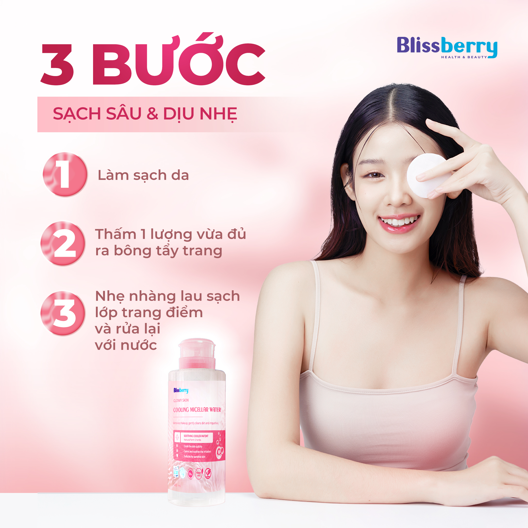 Nước tẩy trang sạch sâu & dịu nhẹ Blissberry 200ml