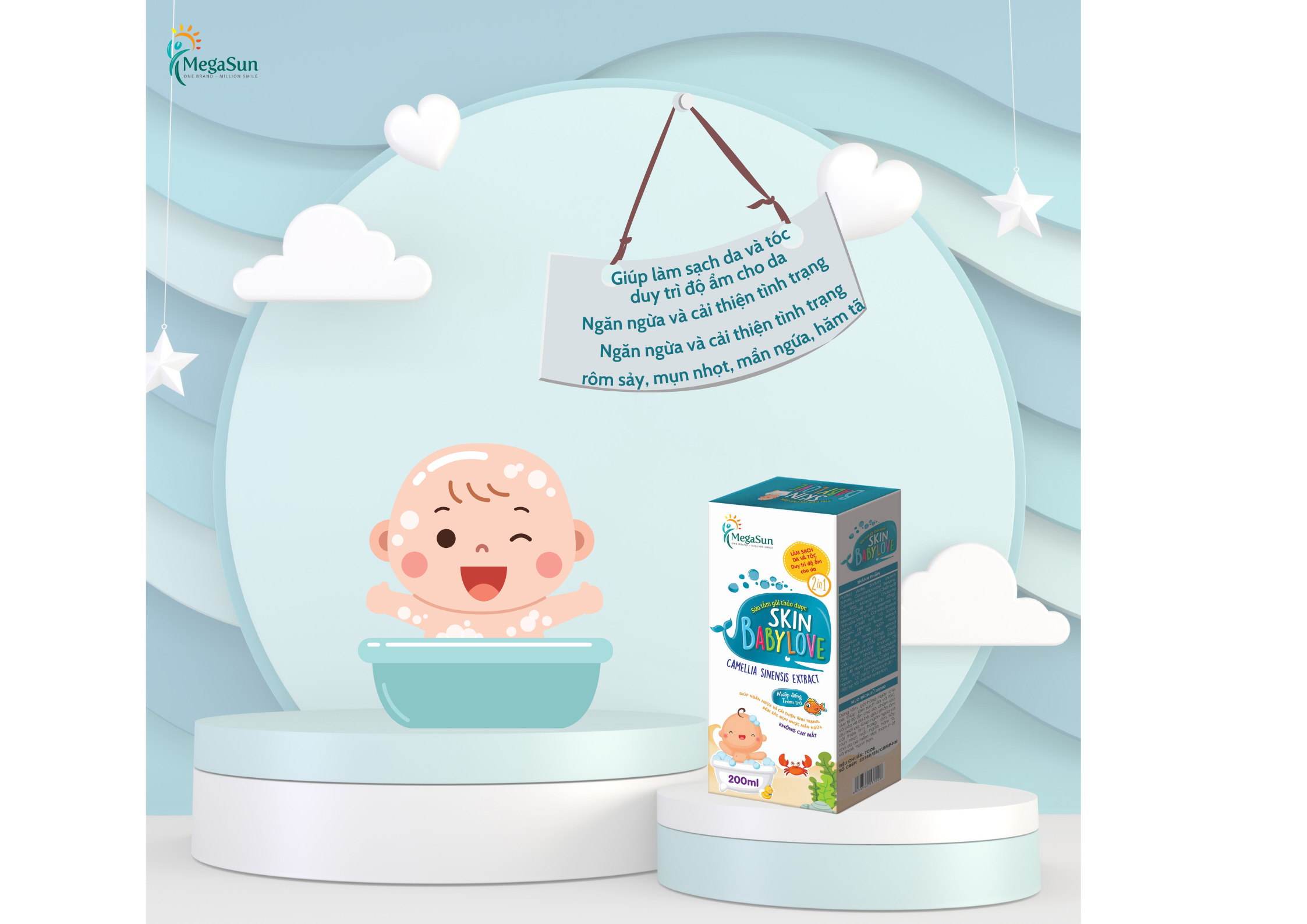 Sữa tắm gội thảo dược MEGA SUN Skin Baby Love 200ml